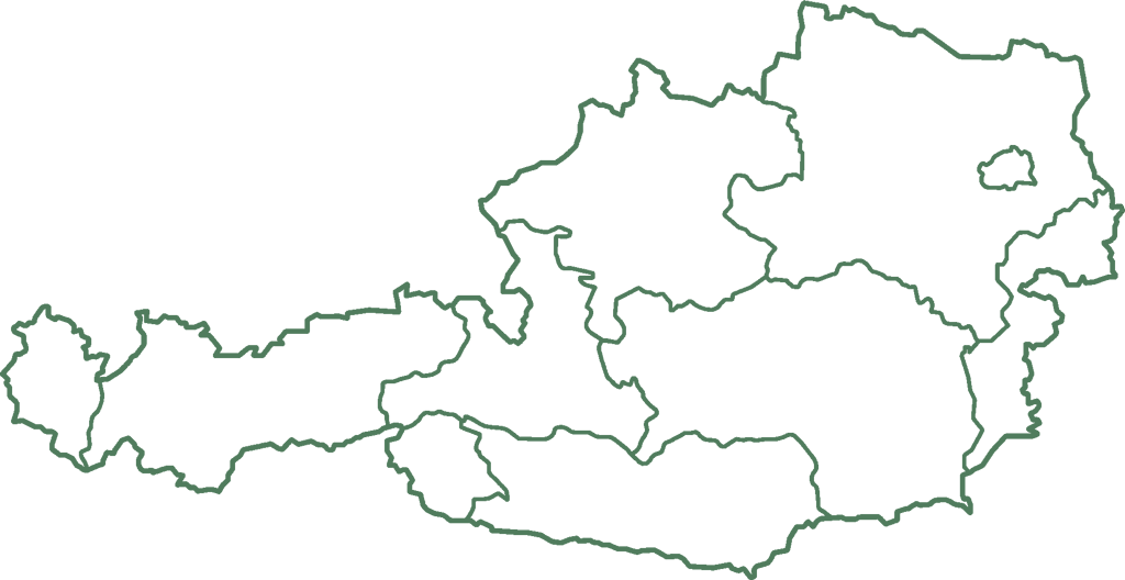 Umrisskarte von Österreich mit den Bundesländergrenzen: Einsatzgebiet der Entrümpelungsfirma